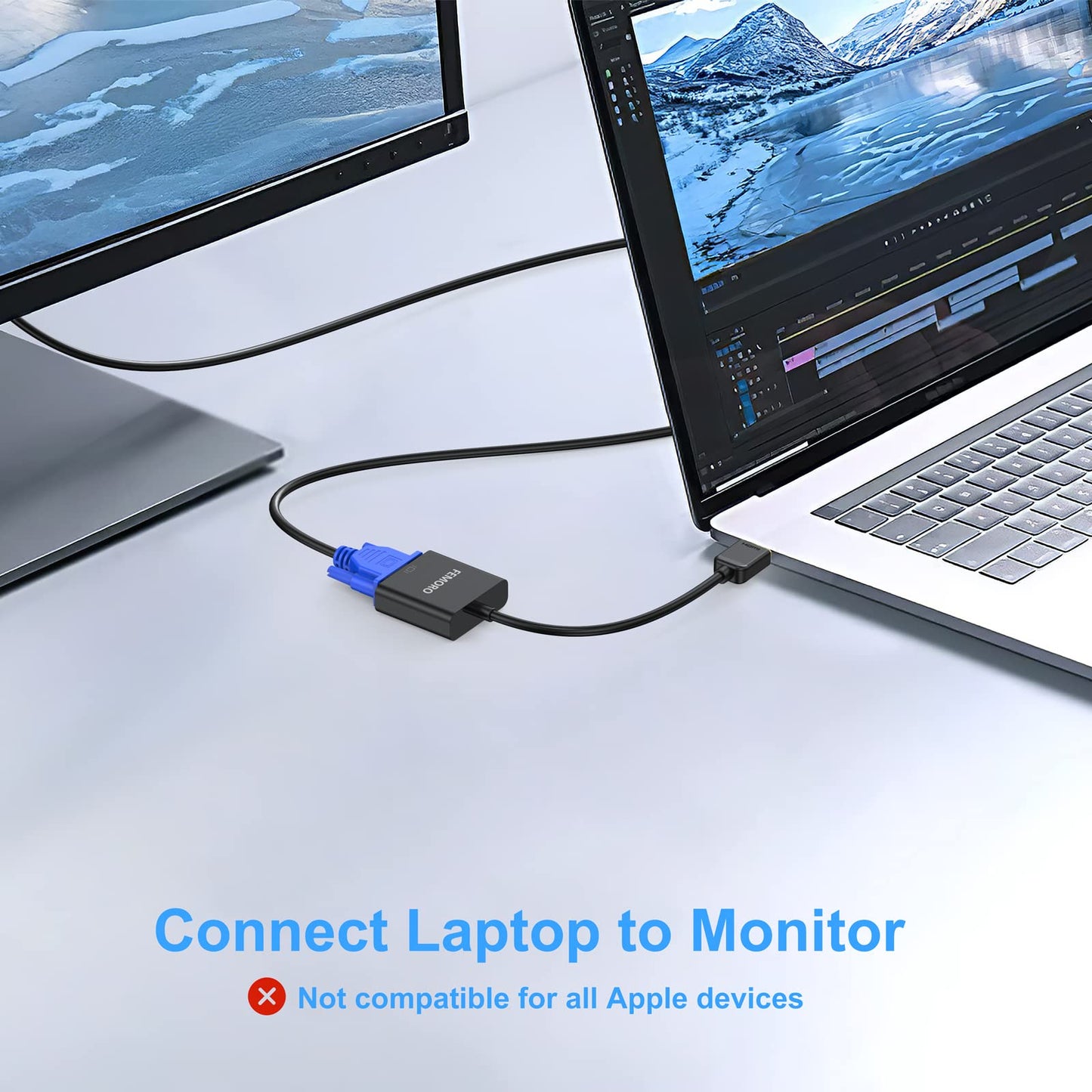 FEMORO HDMI to VGA Adapter Converter 5-Pack (Male to Female) for Computer, Desktop, Laptop, PC, Monitor, Projector, HDTV, Chromebook, Raspberry Pi