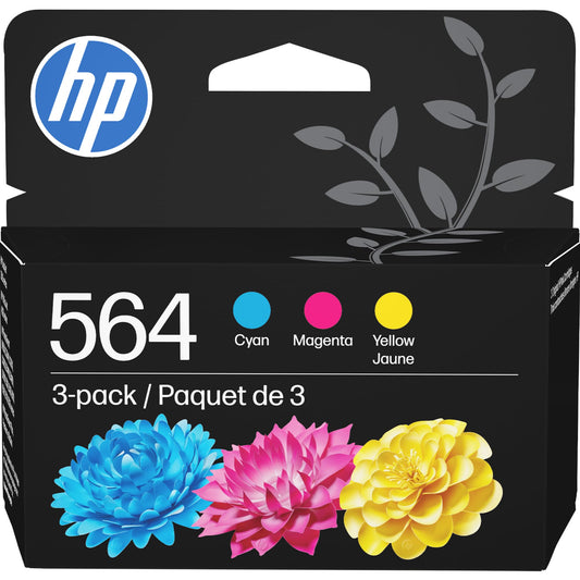 HP 564 Cyan, Magenta, Yellow Ink Cartridges (3-Pack) | Works with DeskJet 3500; OfficeJet 4620; PhotoSmart B8550, C6300, D5400, D7560, 5500, 6510
