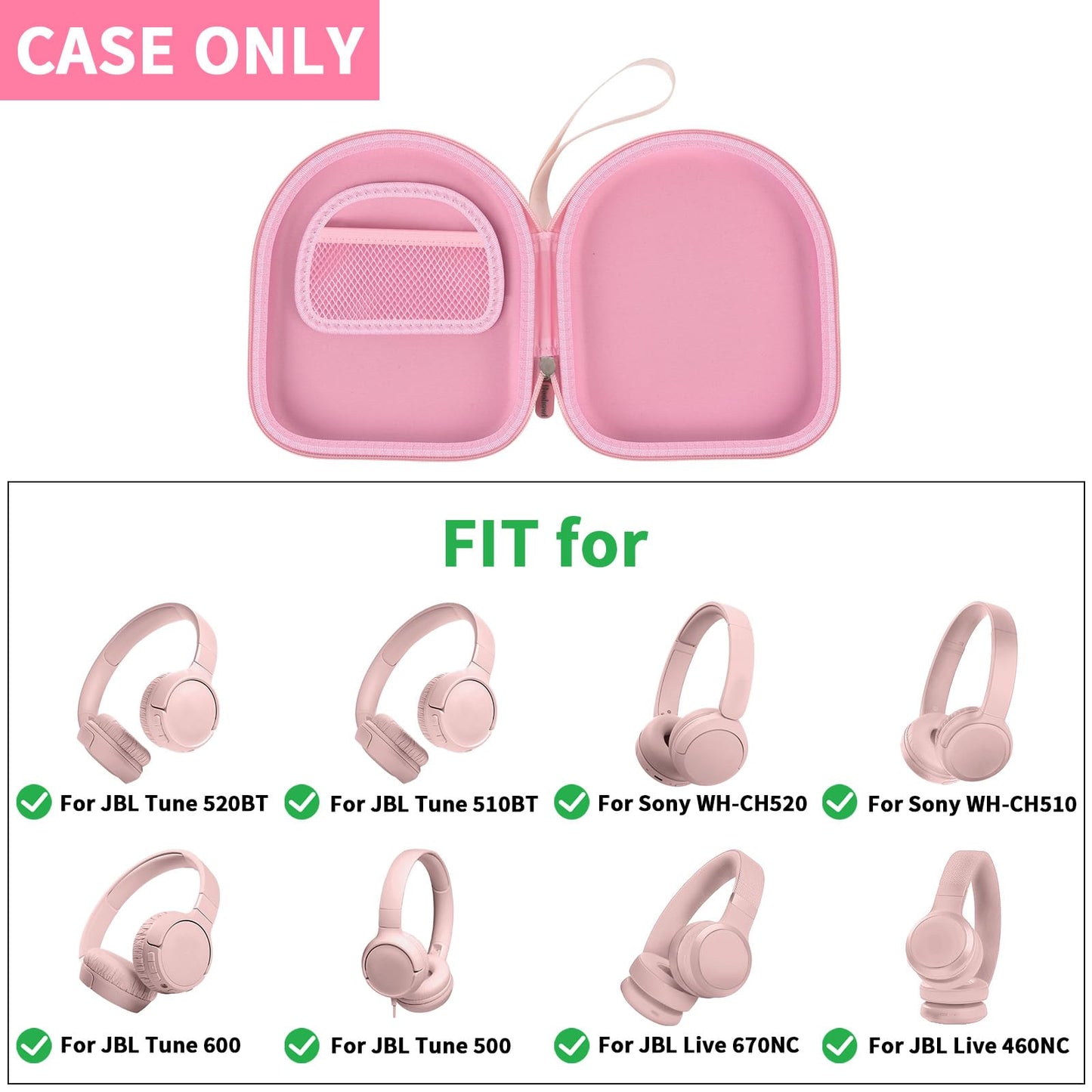Headphone Case Compatible with JBL Tune 510BT/ 520BT/ for Sony WH-CH520/510/ for JBL Live 460NC/670NC Wireless On-Ear Headphones, Bluetooth Head