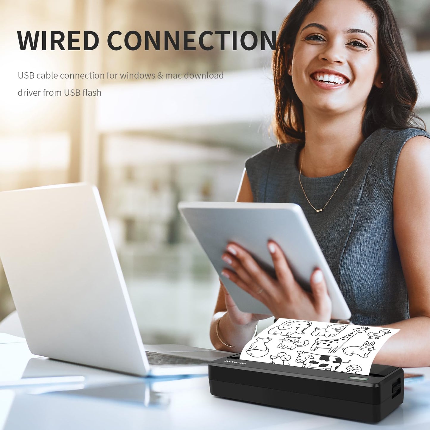 Rongta Portable Printer Wireless for Travel, 300DPI Thermal Inkless Bluetooth Mobile Printer, Support 8.5" X 11" US Letter, Compatible with Android