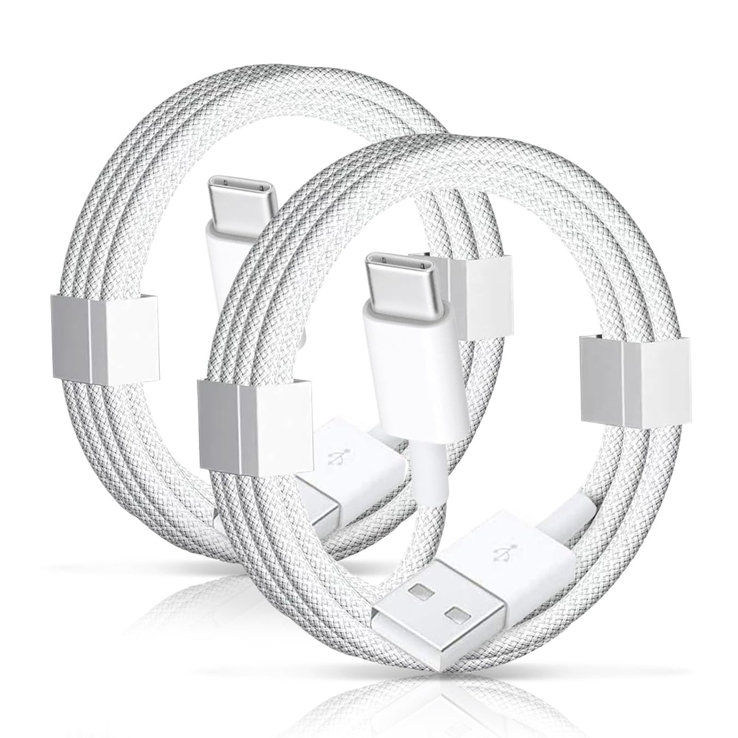 2 Pack USB A to USB C Woven Cable 60W for iPhone 16E 16 15 Pro Max Car Charger, iPhone 15 Carplay Cable Car Adapter iPad USB C Cord 10th, Air 5th 4th