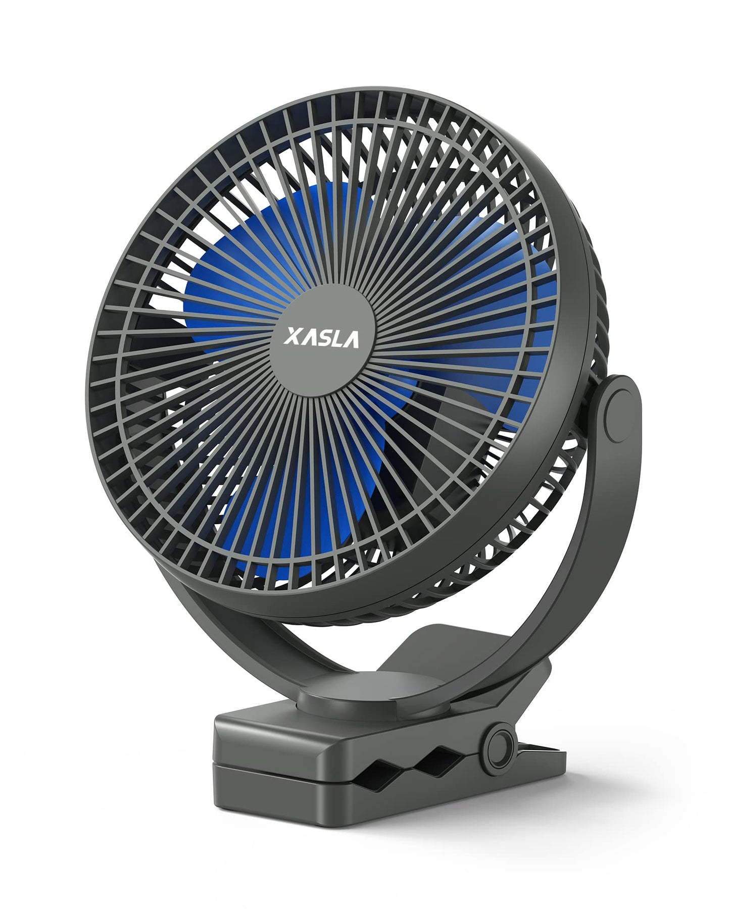 Xasla 10000mAh Portable Clip on Fan, 8 inch, Rechargeable Battery, Blue