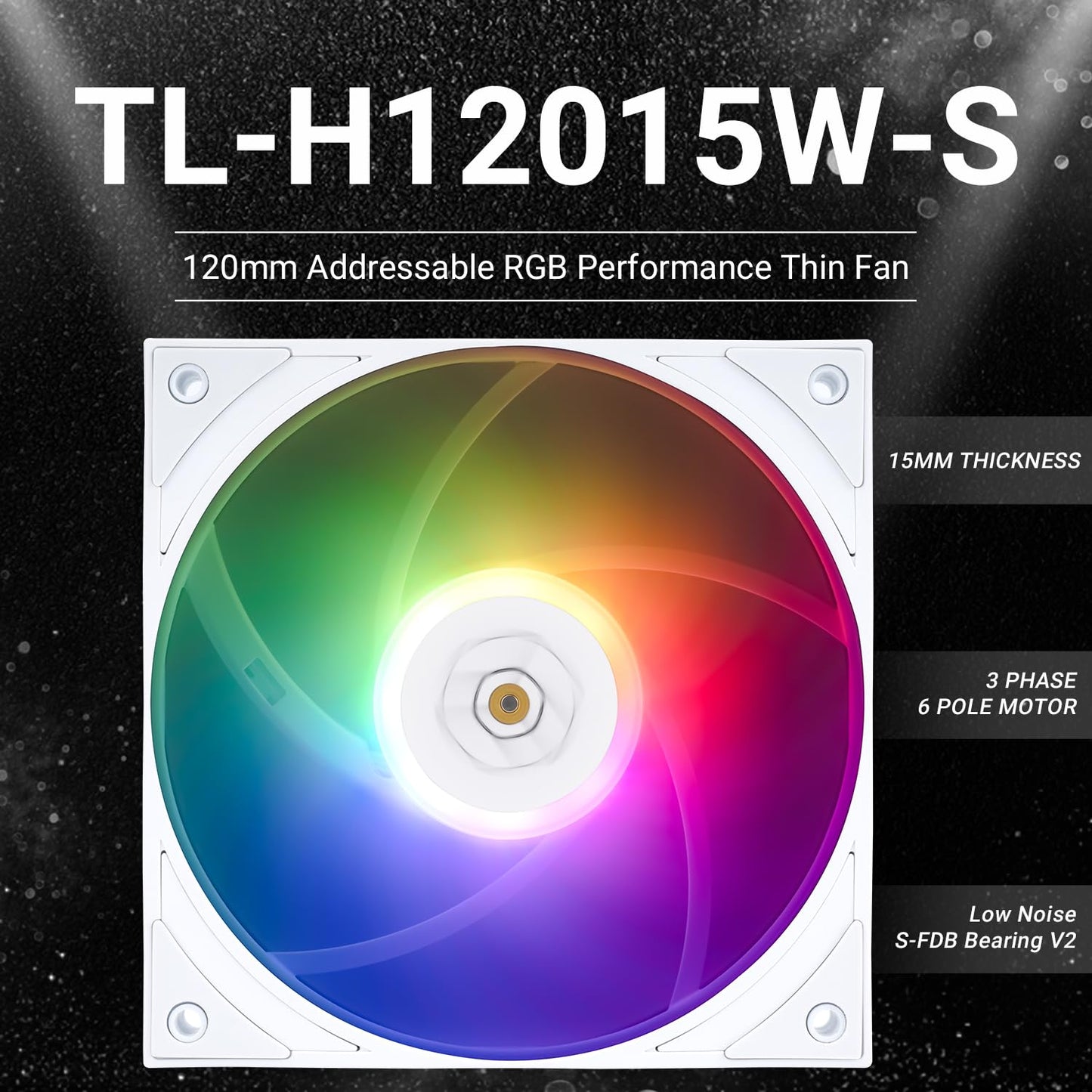 Thermalright TL-H12015W-S PWM Fan-1900RPM Speed,Computer Cooling Low-Noise, 15mm Slim Cooling,PWM Controlled Cooler Fan,Single PC ARGB Fan for CPU