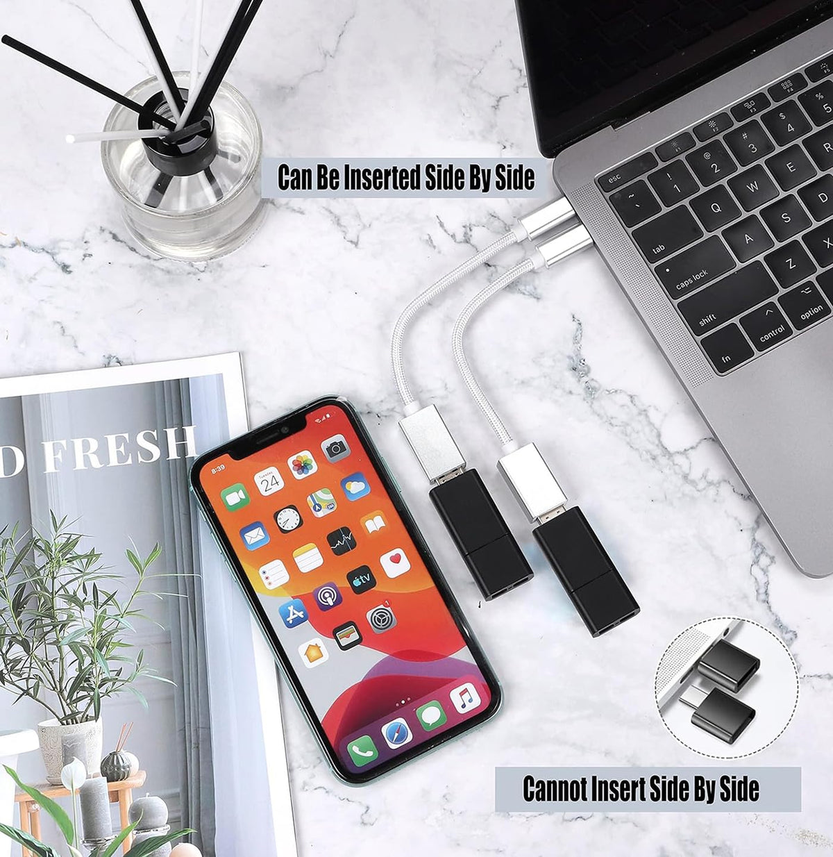 Tek Styz OTG USB-C 3.0 Adapter (2 Pack) Compatible with BLU G9 Pro to Quick Multi-Use Functions to Backup, Keyboard, mice, Thumb Drives, Saves, More