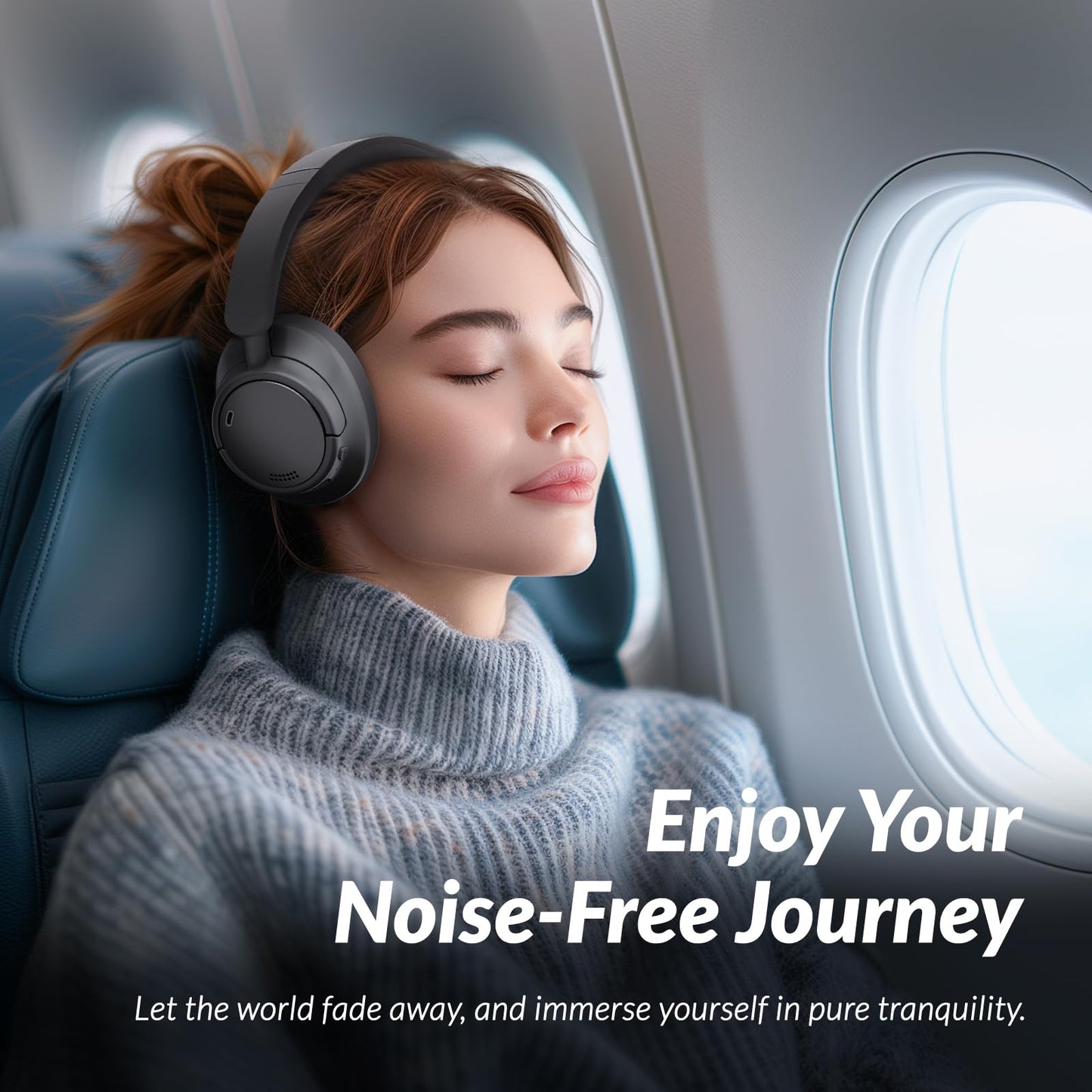 TONEMAC H7Pro Bluetooth Headphones with -45dB Hybrid Active Noise Cancelling, 80H Playtime Wireless Over-Ear Headphones, Immersive Deep Bass Stereo…