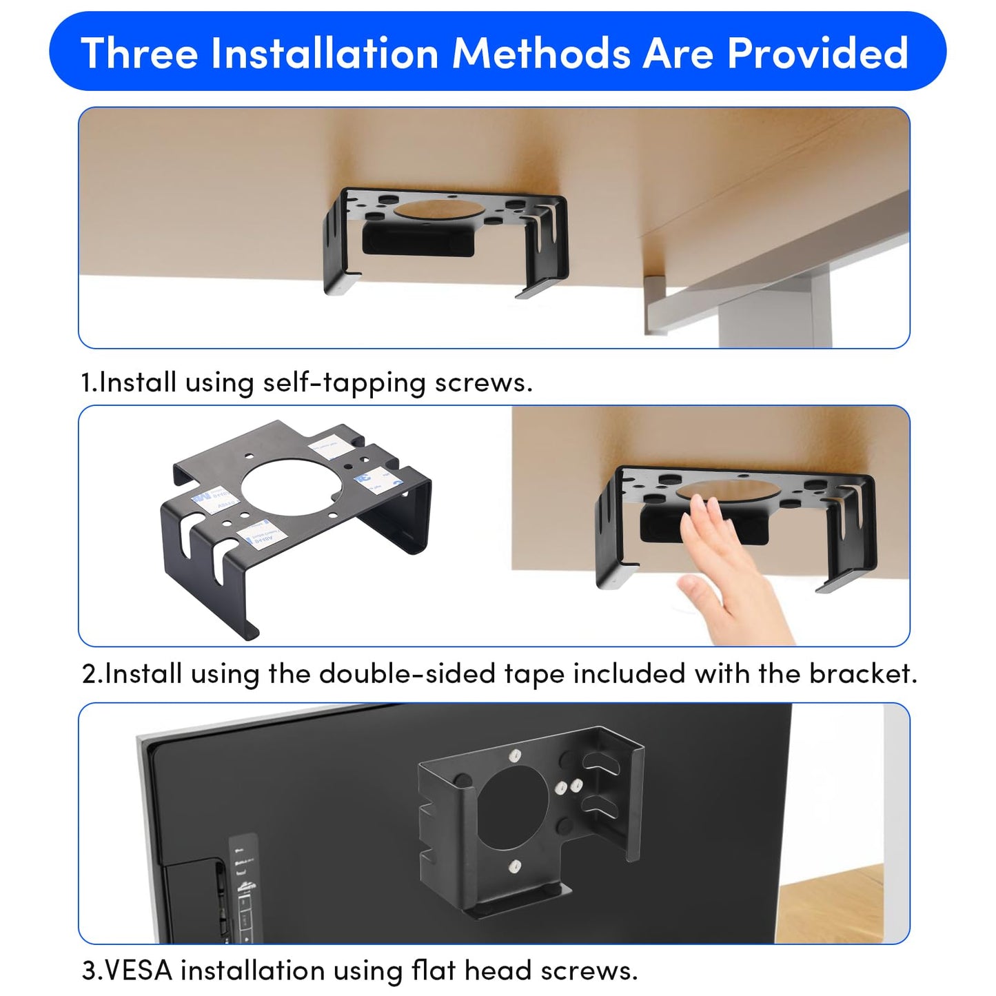 ATMTV All Metal Mac mini M4 Stand- Secure Under Desk Mount for 2024 Mac mini M4/M4 Pro,VESA & Wall Mount Compatible,Space-Saving Design,Mac mini M4