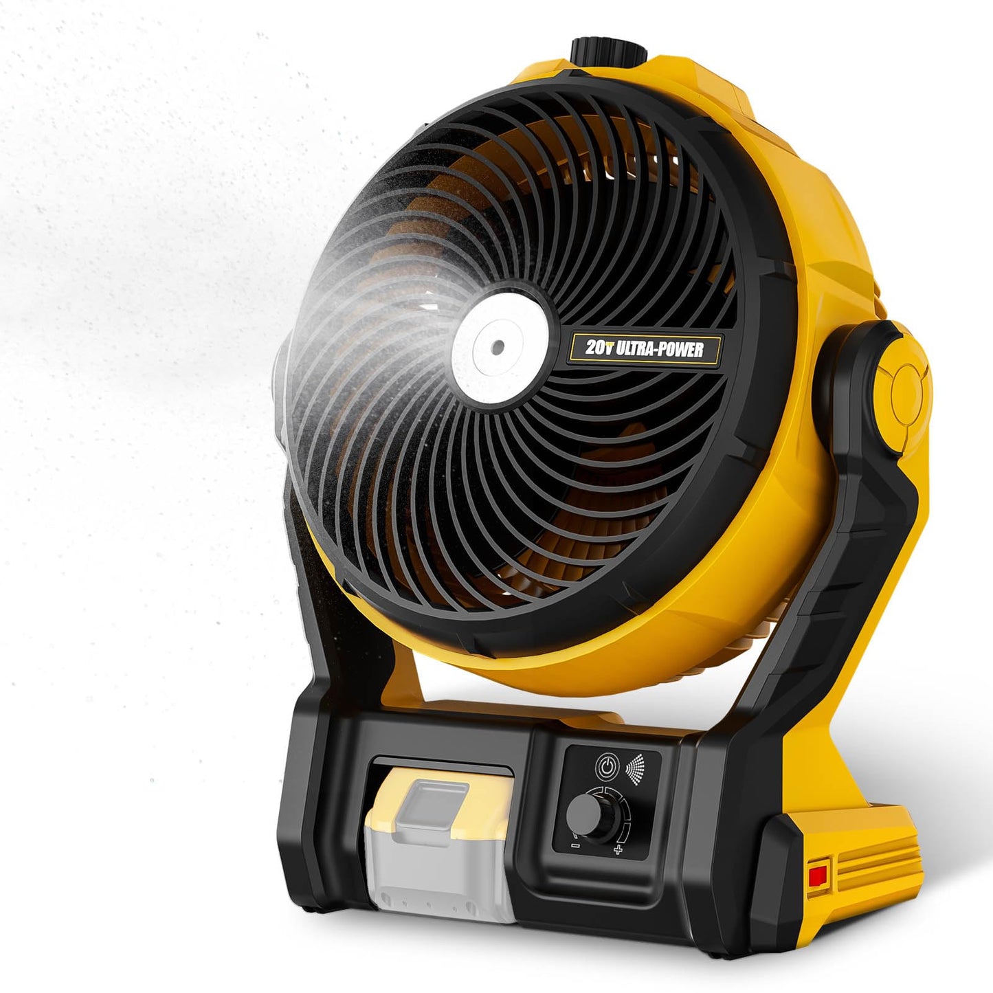 Paxwrenx 800CFM 11.5" Jobsite Misting Fan, Battery Powered for DeWalt 20V
