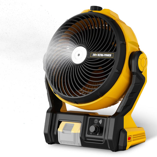 Paxwrenx 800CFM 11.5" Jobsite Misting Fan, Battery Powered for DeWalt 20V