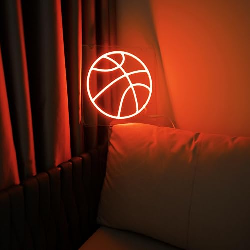 S SPLENDID SOUND Basketball Neon Sign, 11.8 Inch Basketball Led Light Room Decor Aesthetic, Sports Neon Lights for Bedroom Decoration, Room Decor