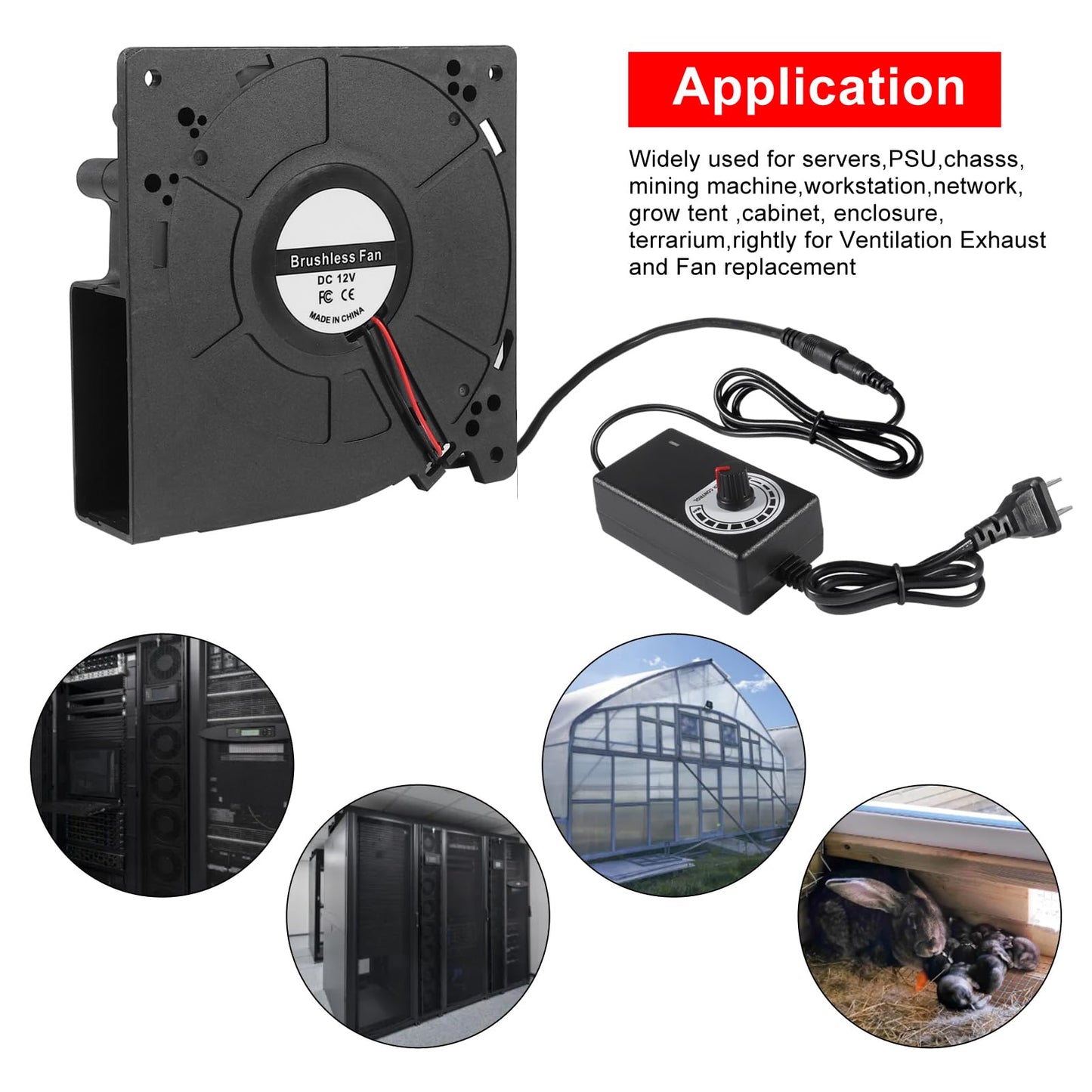 UMLIFE 1 Set PC Fans 120mm (120mm x 32mm) with Variable Speed Controller 3V to 12V, Axial Computer Fan with AC Plug 110V 120V 220V, Vent Fan for PC