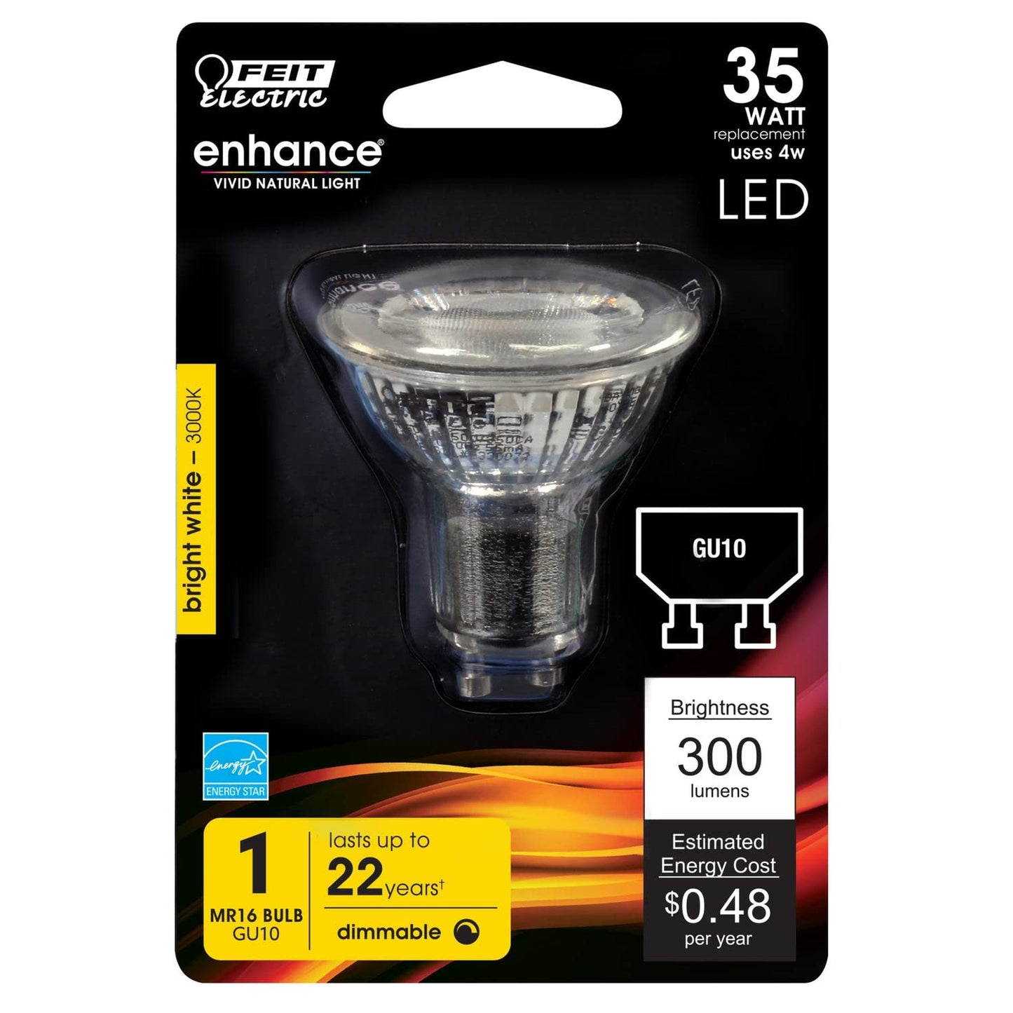 Feit Electric 35-Watt Equivalent Warm White (3000K) MR16 GU10 Dimmable LED Flood Light Bulb