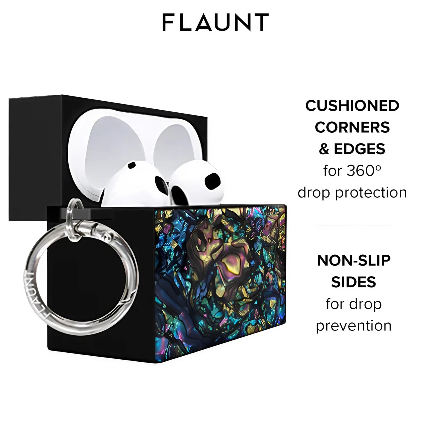 Flaunt Official Square AirPods Pro Case with Silver Ring - Compatible with AirPods Pro 2nd / 1st Generation - Wireless Charging - Lightweight