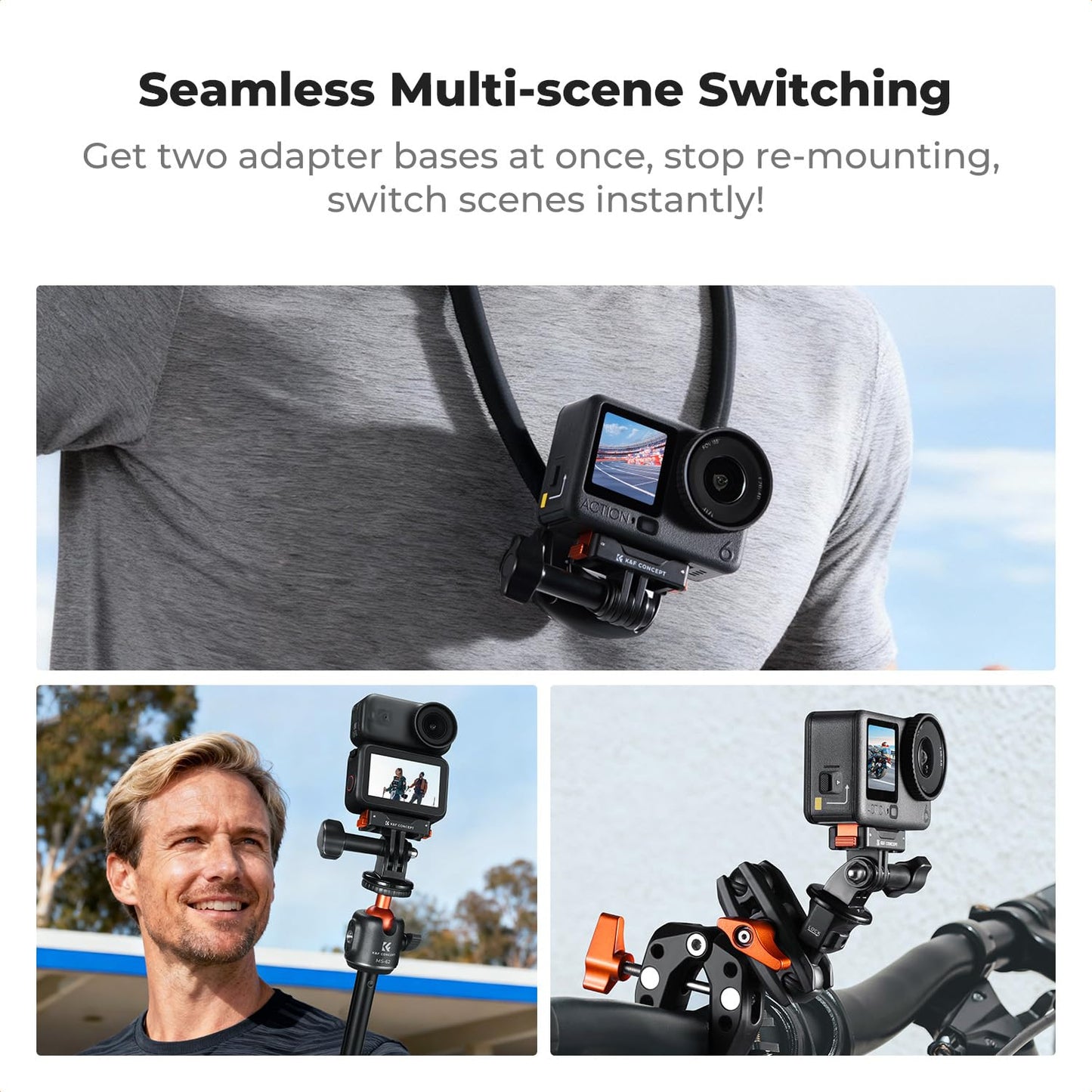 K&F CONCEPT 2 Pack Magnetic Adapter Mount for DJI Osmo Nano/Osmo Action 6, Quick Release Extension Base Bracket with 1/4" Adapter/Quick-Release Buckle