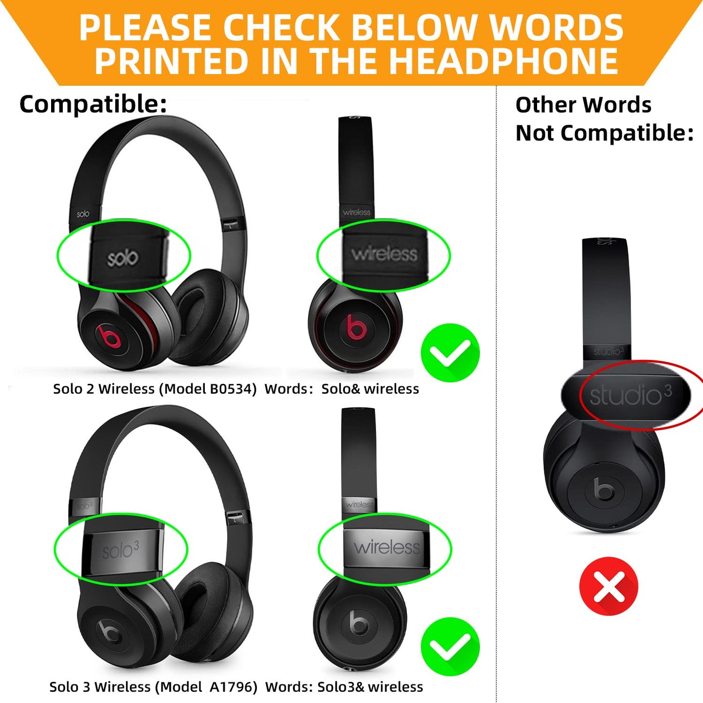 YOCOWOCO Replacement Ear Pads for Beats Solo 2 & Solo 3 Wireless On-Ear Headphones, Solo2 & Solo3 Earpads Cushions with Noise Isolation Memory Foam