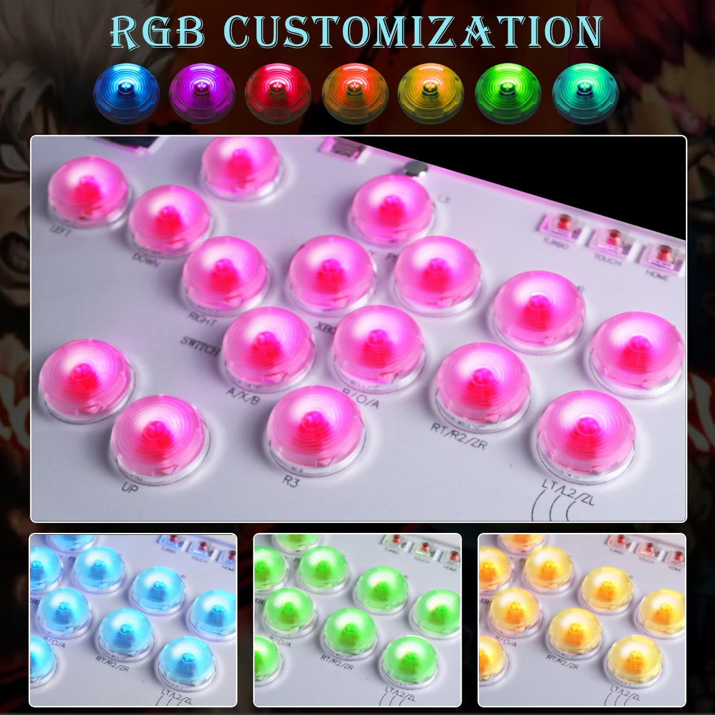 Arcade Stick All-Button Controller L16, Leverless Controller Street Fight with Turbo & SOCD, Arcade Stick Street Fight for PC/PS3/PS4/Steam/Switch
