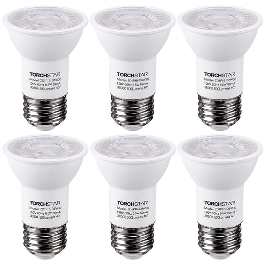 TORCHSTAR 6-Pack PAR16 LED Bulb, UL Listed, Dimmable, 3000K