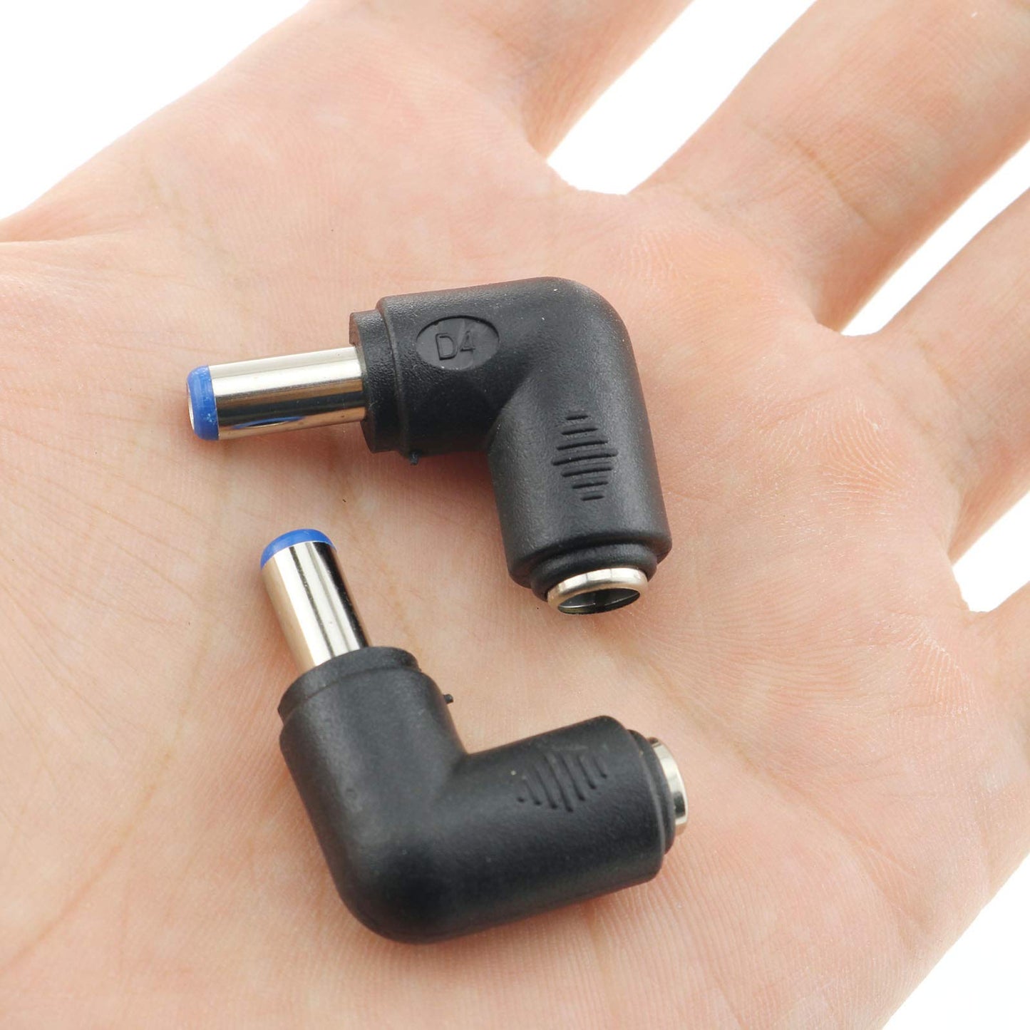 E-outstanding Right Angle Power Jack 2PCS 90 Degree Angle 5.5x2.1mm Female Jack to 5.5x2.1mm Male Plug Adapter DC Barrel Charging Cable Connector