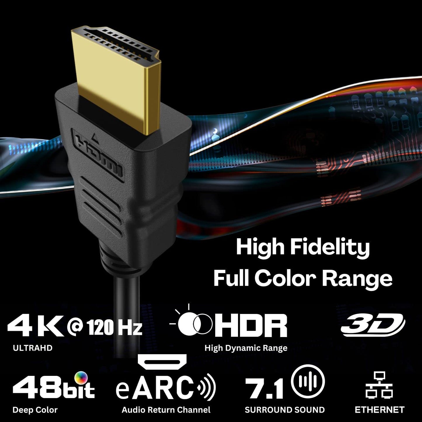 TNP Right Angle HDMI Cable (6FT) - High Speed HDMI 2.0 Cord UHD 4K 60hz 2K 2160p Full HD 1080p Quad HD 1440p 3D ARC/eARC Ethernet for Xbox One X/S PS