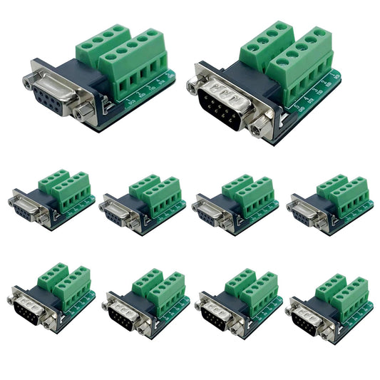 Willwewon DB9 D-SUB 9pin Breakout Adapter Plate Connector,RS232 Serial to Terminal Board Signal Module(Male x 5, Female x 5)