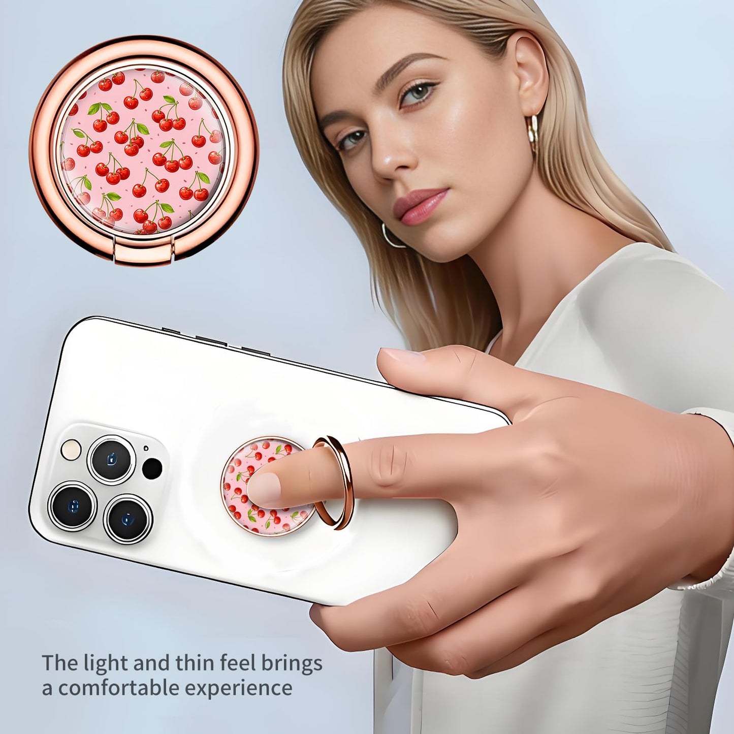 DLLFIOPA Cell Phone Ring Holder Grip, Luxury Rose Gold Metal Ring Holder 360°Rotation Finger Ring Stand, Cute Large Cell Phone Kickstand Grip