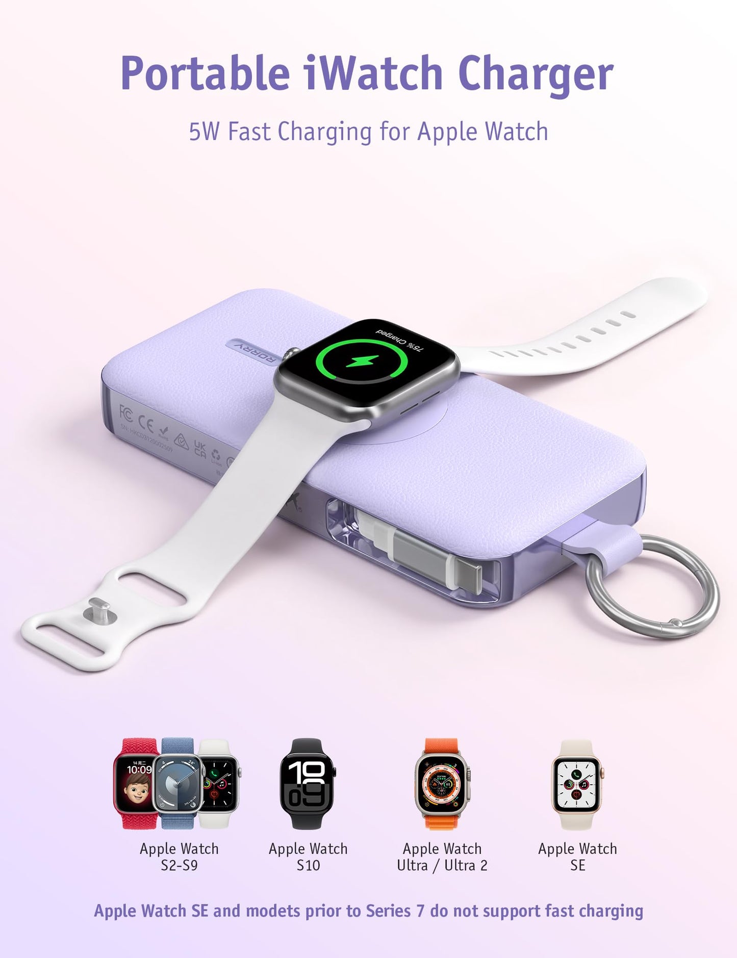 RORRY CharmGo Portable Charger 3 in 1 30W Fast Charging Power Bank 12000mAh