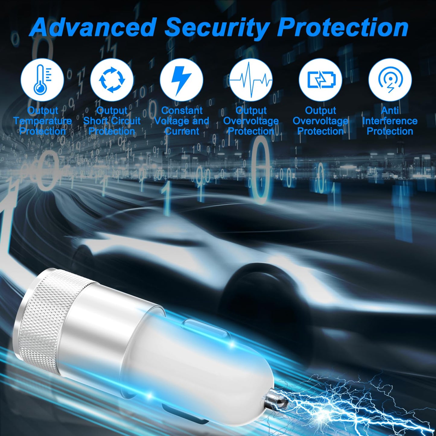 iPhone 14/13 Pro Max Car Charger, 36W 2-Port Fast USB C Car Charger Power Cigarette Lighter Adapter with 3FT Lightning Cable for iPhone 14/13 Plus/12