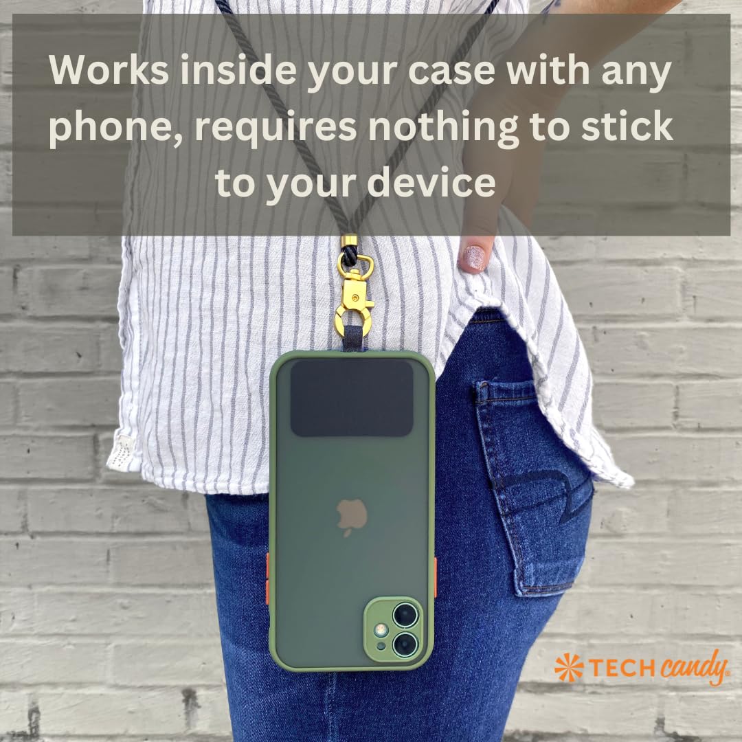 Tech Candy The Hookup Universal Lanyard Mobile Cell Phone Strap, Dark Slate - Quality, Wrist, Neck, Crossbody, Adjustable