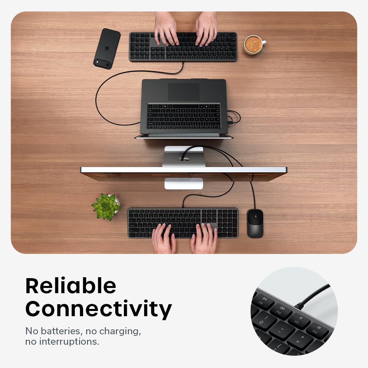 Satechi Slim LX3 Wired Keyboard, Cross-Platform OS Switching, Space Black