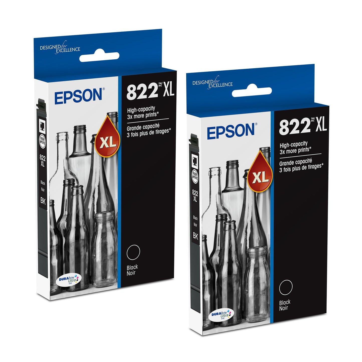 Epson 822XL Black Ink Cartridges 2/Pack Bundle