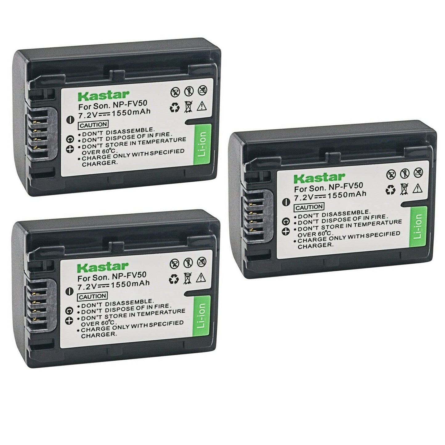 Kastar 3-Pack NP-FV50 Battery Replacement for Sony NP-FV30, NP-FV40, NP-FV50, NP-FV70, NP-FV70A, NP-FV90, NP-FV100 Battery, Sony BC-TRV, BC-VH1