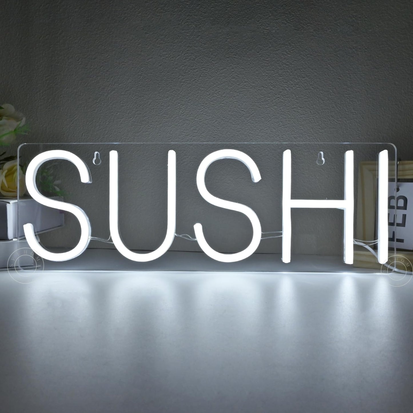 SYLHOME Sushi Led Neon Light Sign Business Light Up Sign Wall Windows Hanging Decor Restaurant Advertising Banner Sushi Table Japanese Themed Party