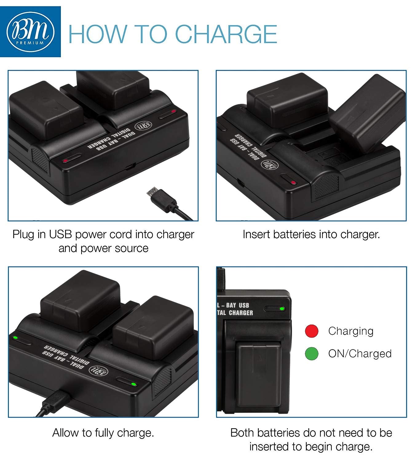 BM Premium 2 VW-VBT190 Batteries and Dual Battery Charger for Panasonic HC-V800K, HC-VX1K, HC-WXF1K, HCV510, V520, V550, V710, HCV720, HC-V750