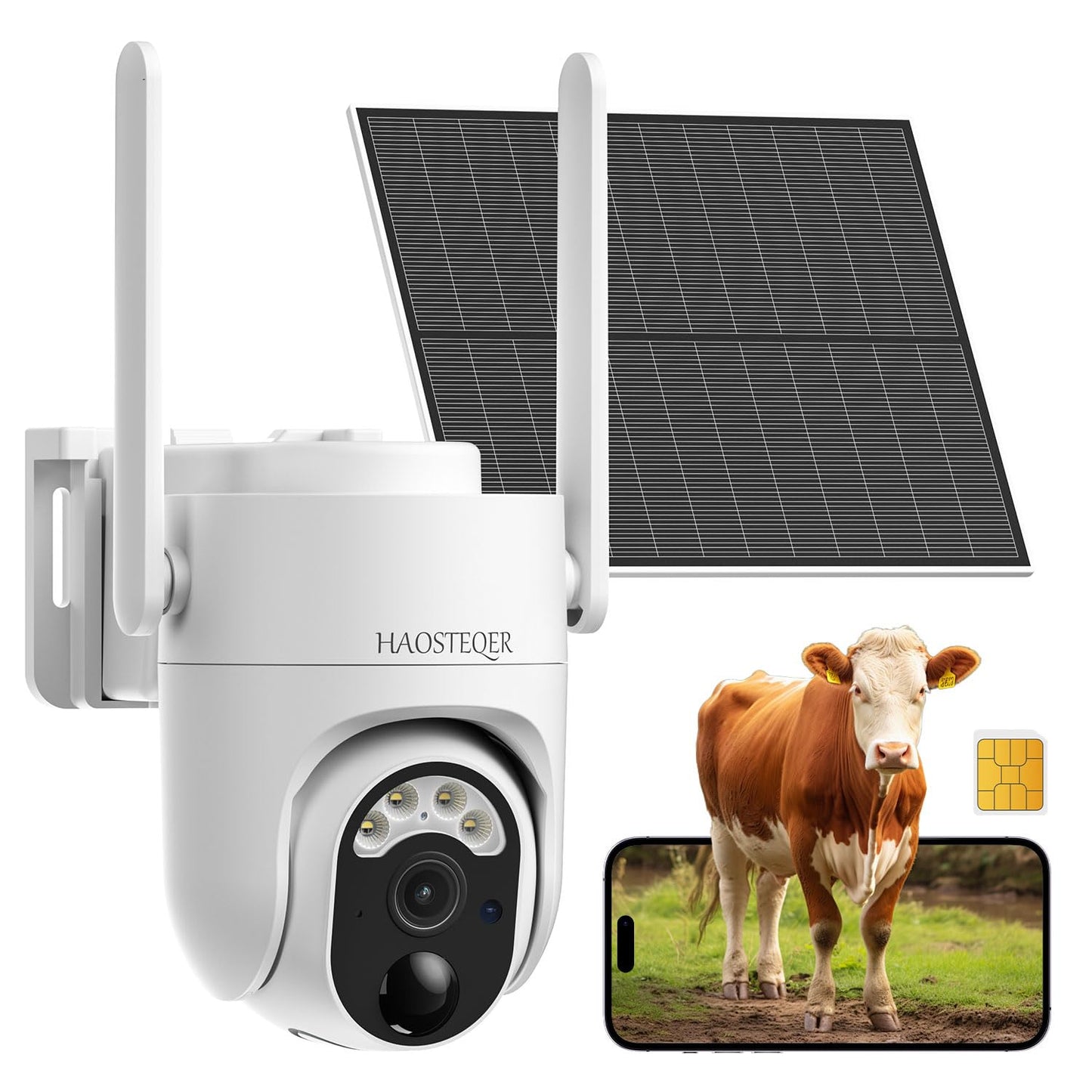 4G LTE Cellular Solar Security Camera Wireless Outdoor, No WiFi Security Camera Solar Powered, 360° Live View, 2K Color Night Vision, AI Detection