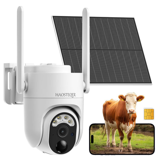 4G LTE Cellular Solar Security Camera Wireless Outdoor, No WiFi Security Camera Solar Powered, 360° Live View, 2K Color Night Vision, AI Detection