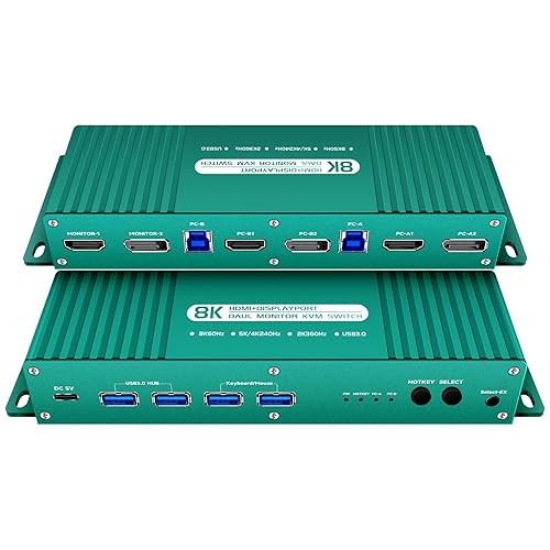 kvm Switch displayport and hdmi 5k 240hz Hotkey Switching PC Switch 2 Monitors 2 Computers displayport hdmi 240hz Dual Monitor kvm Switches dp hdmi2.1