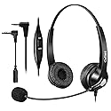 Callez Cordless Phone Headset with Noise Cancelling Mic & Volume Controls, 2.5mm Telephone Headphone Compatible with Panasonic VTech AT&T Cisco SPA