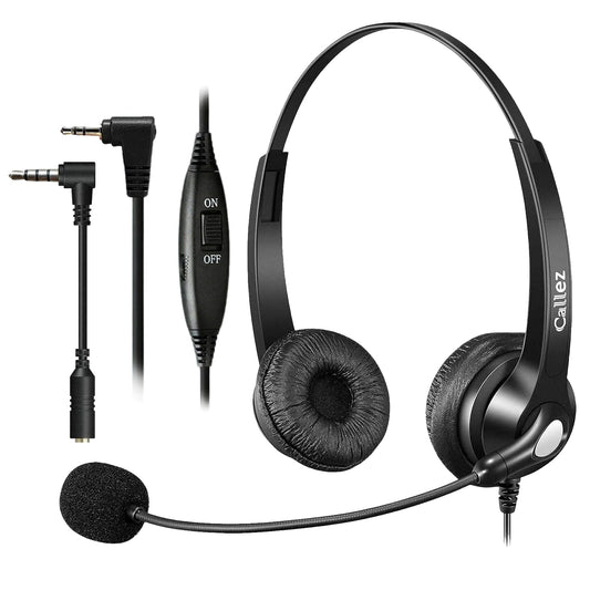 Callez Cordless Phone Headset with Noise Cancelling Mic & Volume Controls, 2.5mm Telephone Headphone Compatible with Panasonic VTech AT&T Cisco SPA
