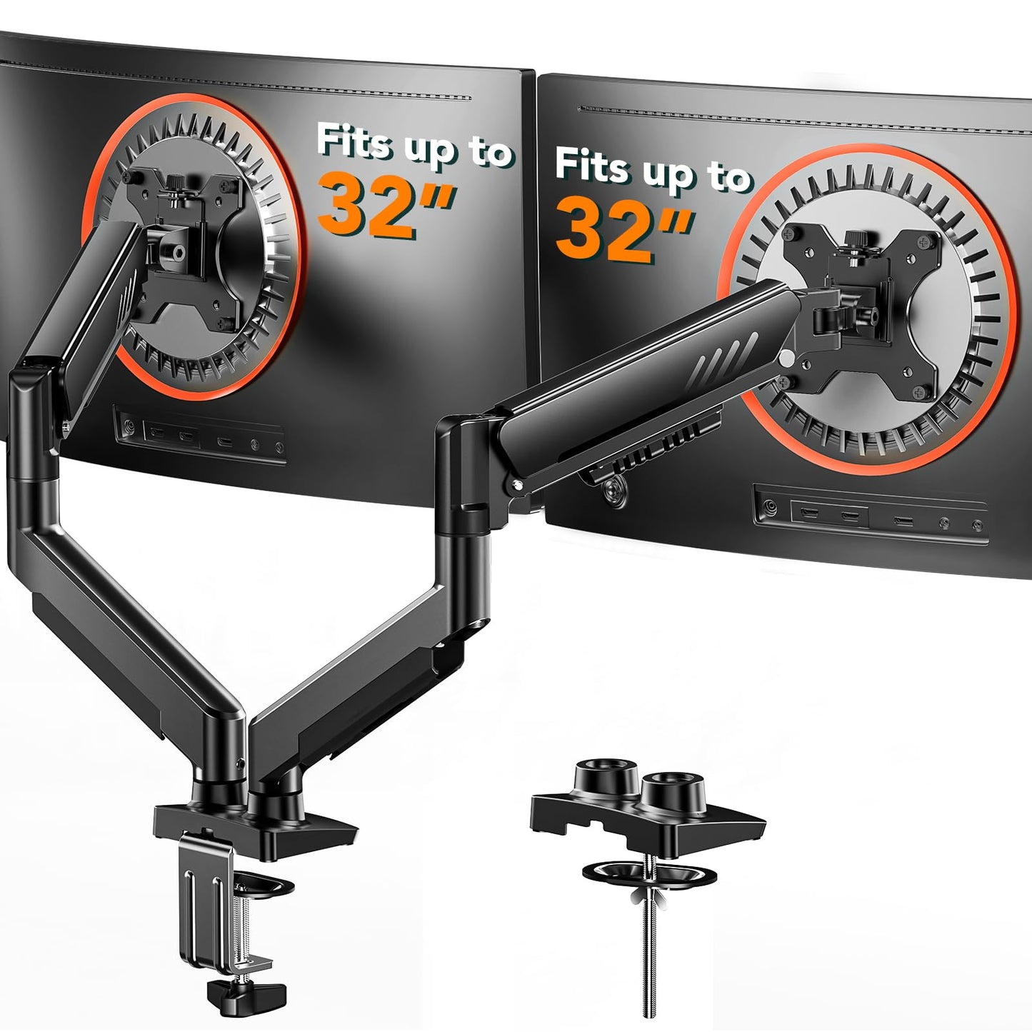 ErGear Dual Monitor Arm, Full Adjustable Monitor Mount for 13-32? Screens, Fast Install Computer Monitor Stand with Tool-Free VESA Mount, Max Load
