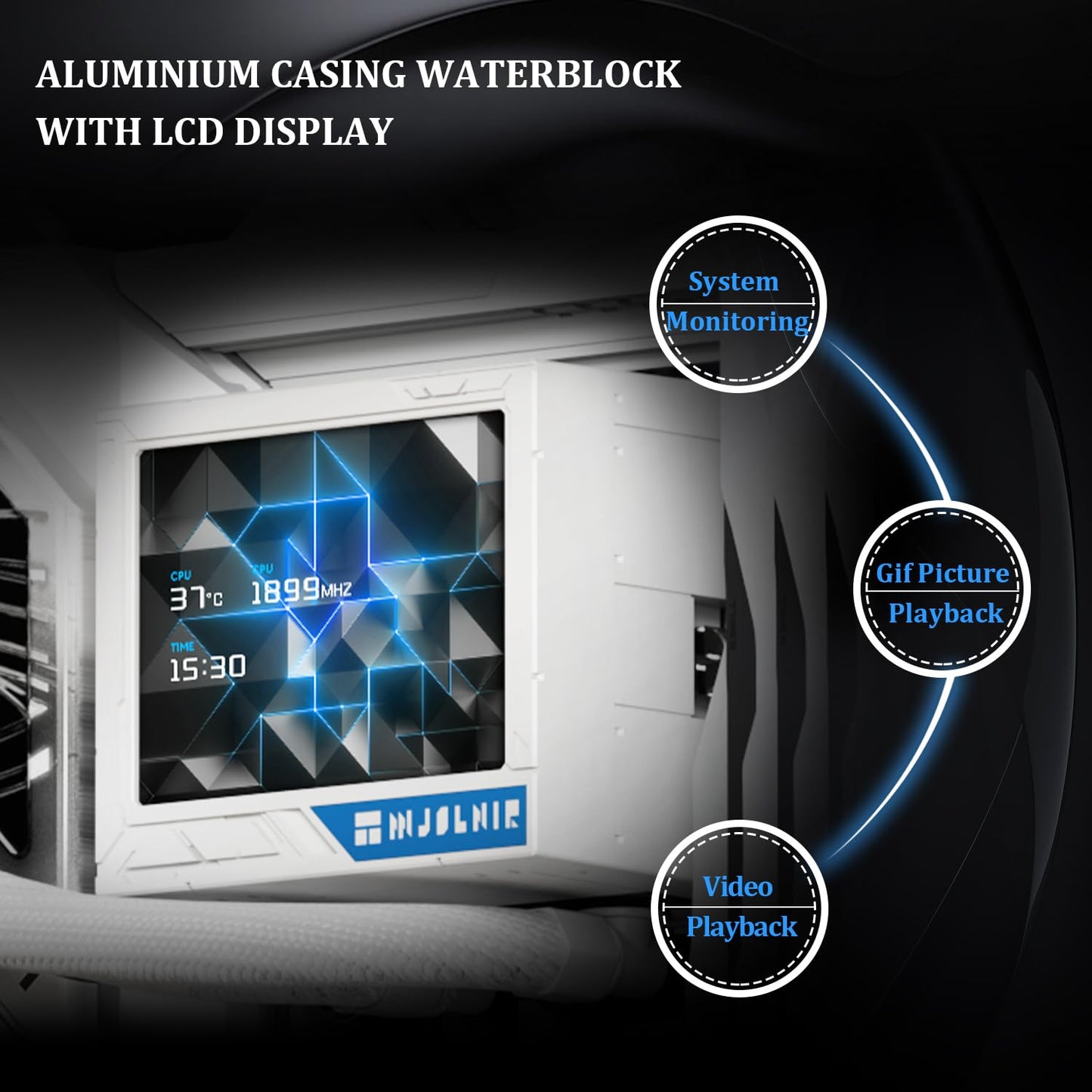 Thermalright Mjolnir Vision 360 UB PRO ARGB White CPU Aio Cooler,PC 360 Specification Water Cooler System with Inline Fan,3.5’’ LCD Screen
