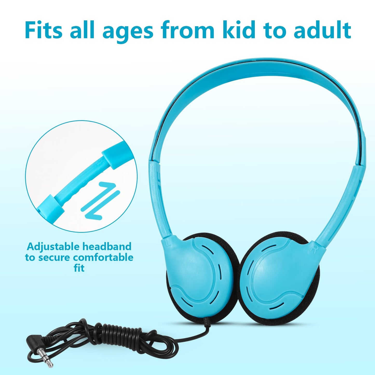 ZNXZXP 30 Pack Class Set Headphones for Students School Classroom Headphones Bulk Over The Ear Adjustable with 3.5 mm Jack for Library, Online Lesson…