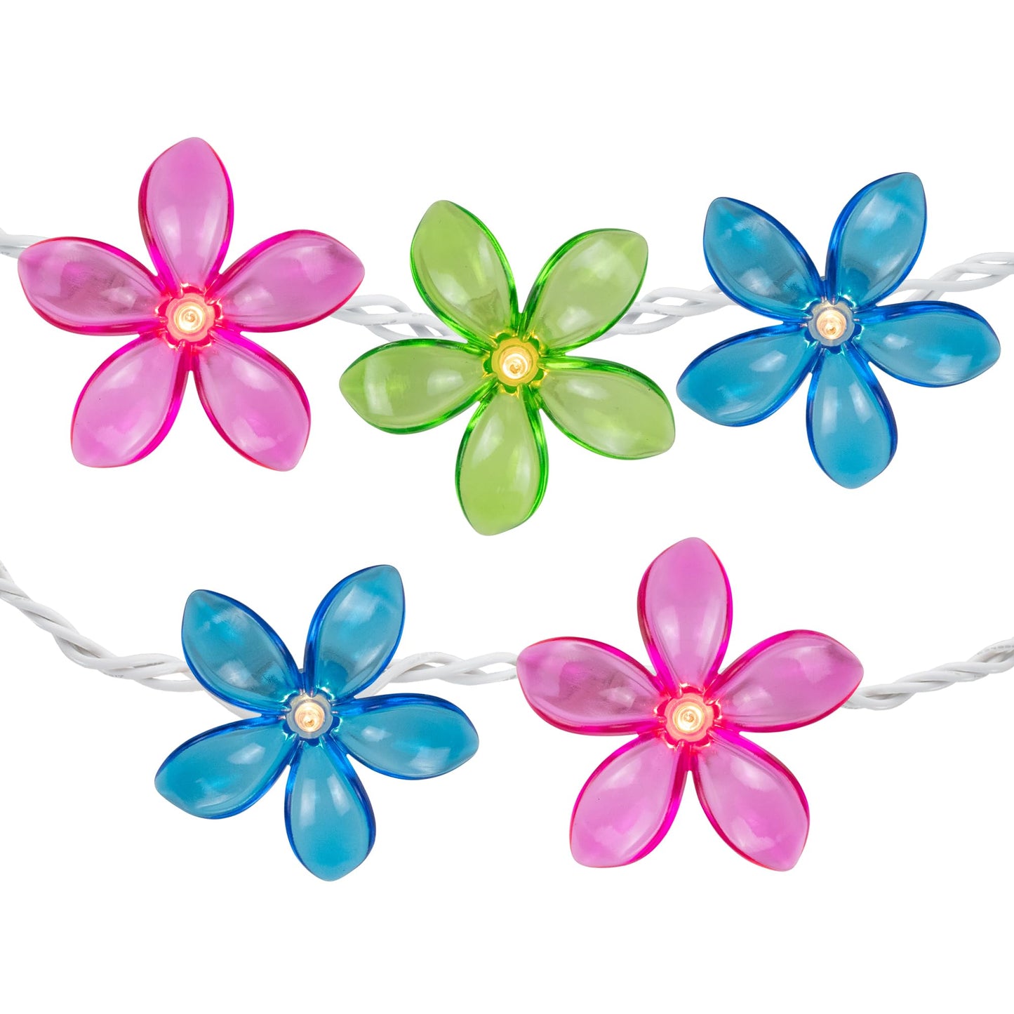 Northlight Flowers Indoor Outdoor Patio Light Set - 9' White Wire - 10ct