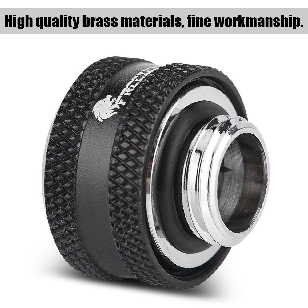 PC Water Cooling Brass Tube Fitting Water Cooling Compression Fitting Suitable for 16mm Outer Diameter Tube(4pcs Black)