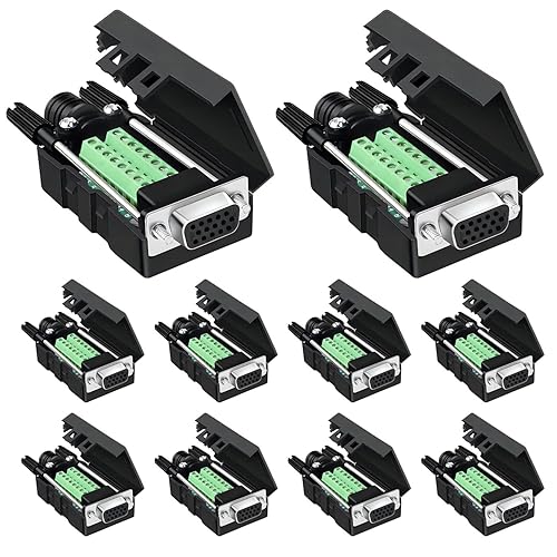 Willwewon 10Pcs VGA 3+9 Female Solderless Quick Connector?3 Row 15 Pin HDB15 Terminal Adapter Compatible with VGA 3+9/3+7/3+6/3+5/3+4/3+2
