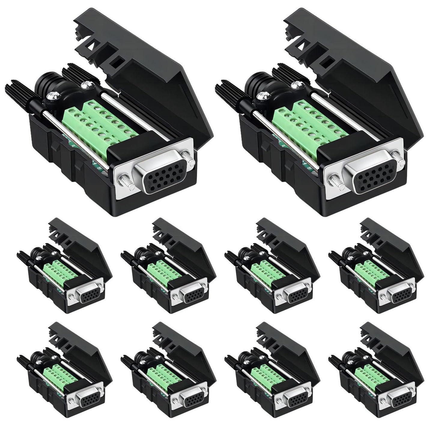 Willwewon 10Pcs VGA 3+9 Female Solderless Quick Connector?3 Row 15 Pin HDB15 Terminal Adapter Compatible with VGA 3+9/3+7/3+6/3+5/3+4/3+2