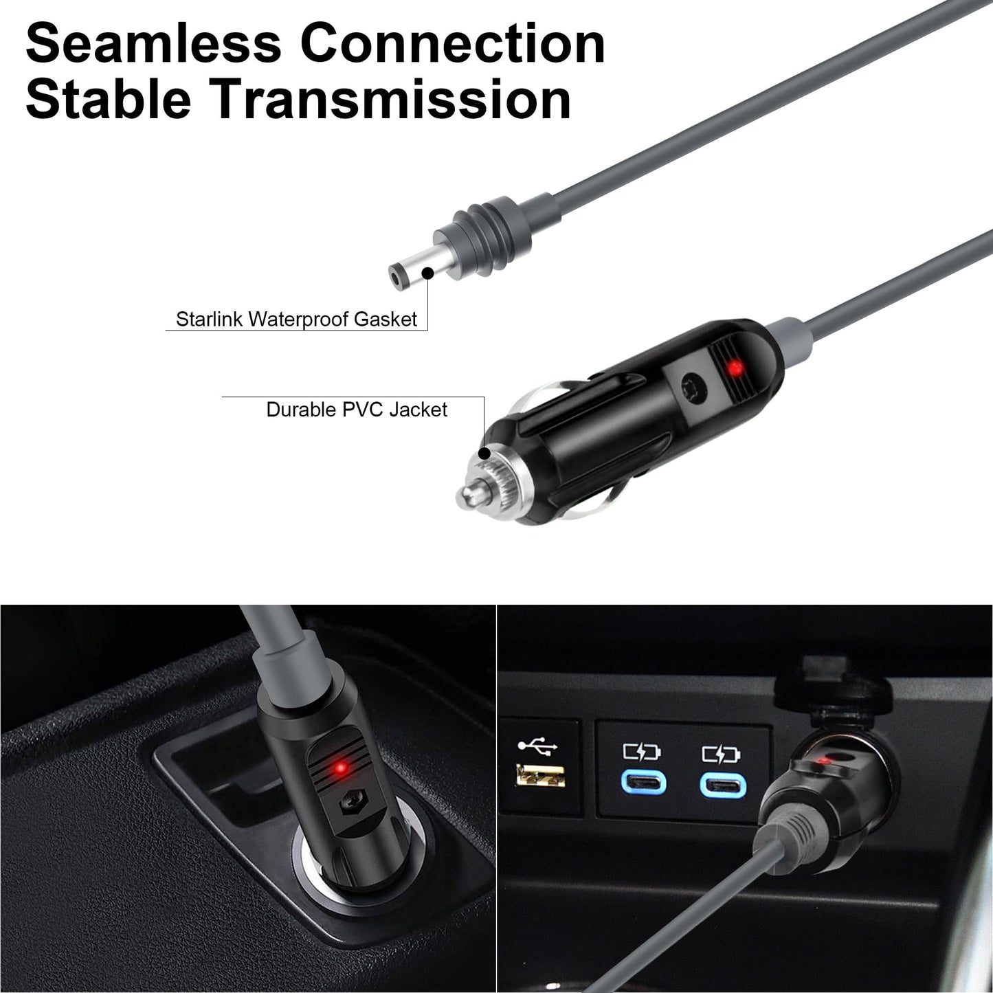 Starlink Mini Mount,Adjustable Starlink Mini Suction Cup Mount with 3M Car Charger Cable,Starlink Mini Car Mounting Kit(White)