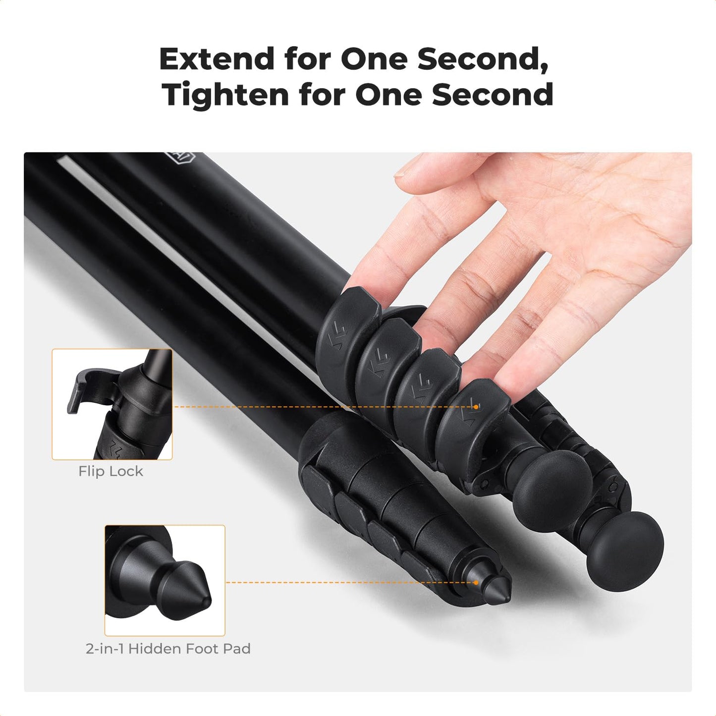 K&F CONCEPT 63" Aluminum Travel Tripod for Camera w Phone Holder, Non-Reversible Lightweight Compact Tripod Weighs 2.6lb, Max Load 22lb for Camera