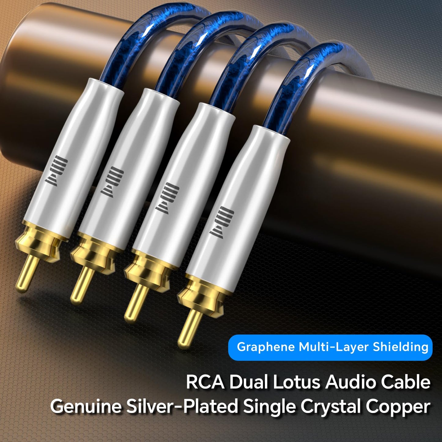 KAIBOER Dual RCA Audio Cable Silver-Plated Single-Crystal Copper (OCC Process) 2RCA M/M Stereo HiFi Sound Signal Noise Prevention Shielded Premium RCA