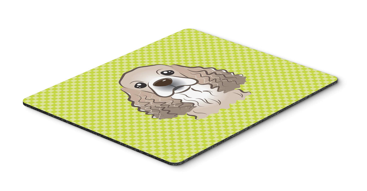 Caroline's Treasures BB1278MP Checkerboard Lime Green Cocker Spaniel Mouse Pad, Hot Pad or Trivet for Home Office Gaming Working Computers Laptop