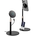 GALVANOX Magnetic Fast-Charging Desk Phone Stand (Adjustable Height) Compatible with MagSafe, Tall Wireless Charger, Heavy Metal Base (15W) Desktop