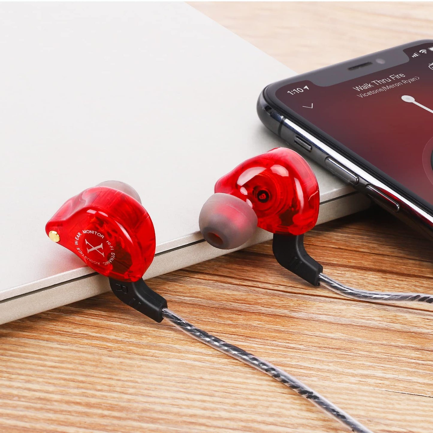 UrbanX iX2 Pro Dynamic Hybrid Dual Driver in Ear Musicians Earphones with Mic Tangle-Free Cable in-Ear Earbuds Headphones for Samsung Galaxy A51 5G UW